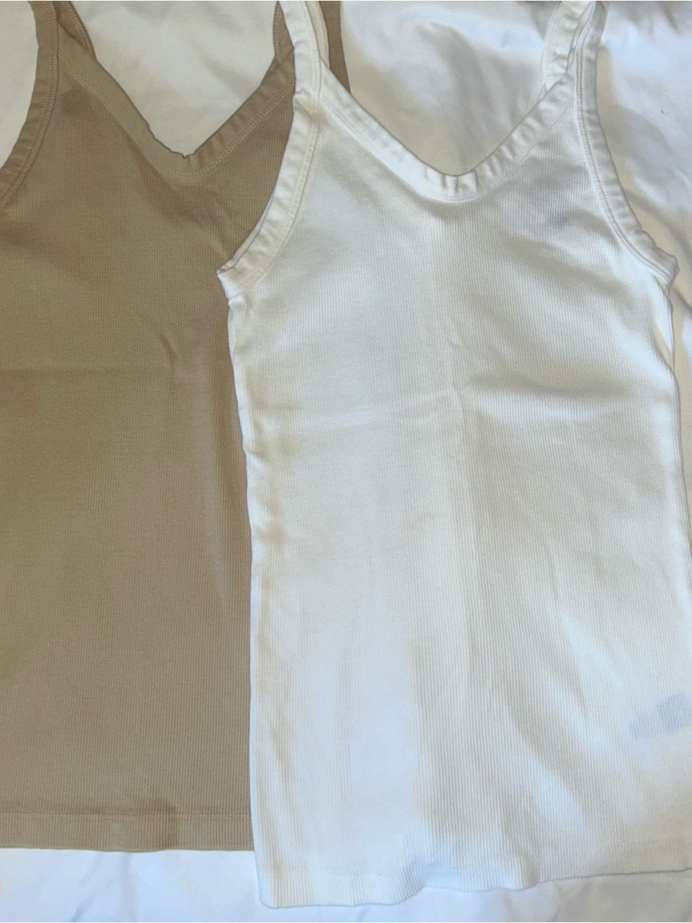 Universal Thread women’s Ribbed Tank Tops in White & Tan